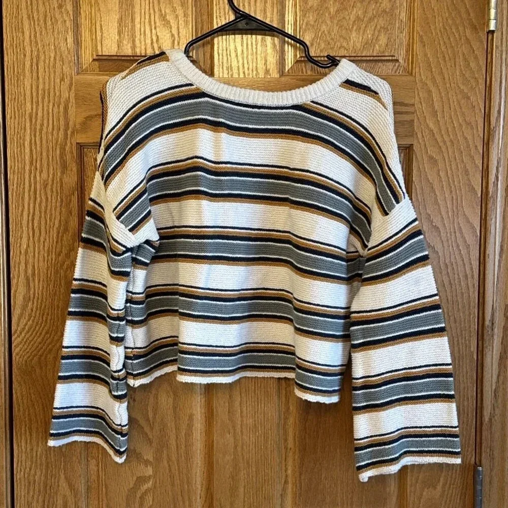 OTHERS FOLLOW Knit Striped Pullover Cropped Sweater Womens Medium oversized